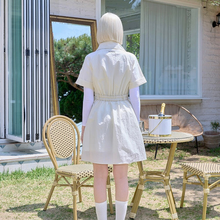 Ivory Nylon Woven Coat Dress KOODSHOT Ivory Nylon Woven Coat Dress KOODSHOT