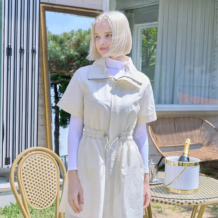 Ivory Nylon Woven Coat Dress – KOODSHOT