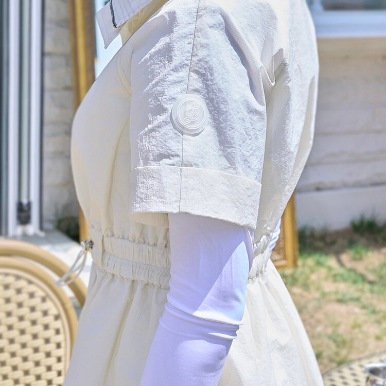 Ivory Nylon Woven Coat Dress