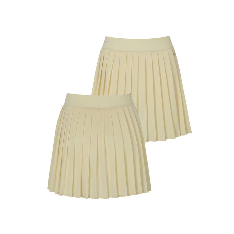 Lemon Pique Pleated Banding Skirt W/Inner Pants