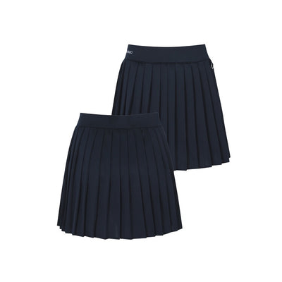 Navy Pique Pleated Banding Skirt W/Inner Pants