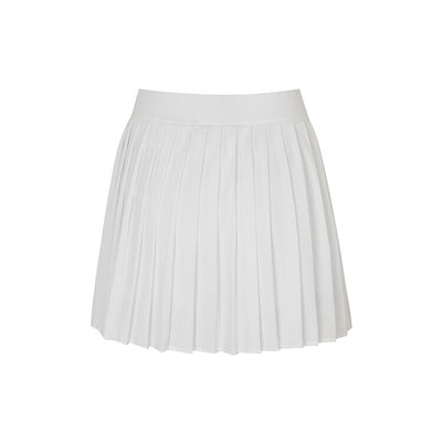 White Pique Pleated Banding Skirt W/Inner Pants