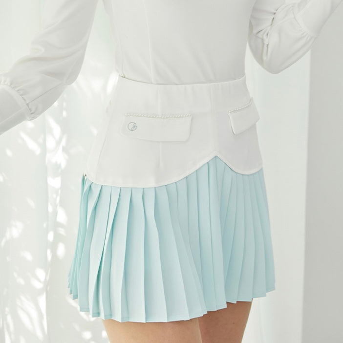 Mint Heart Shape Pleats Skirt