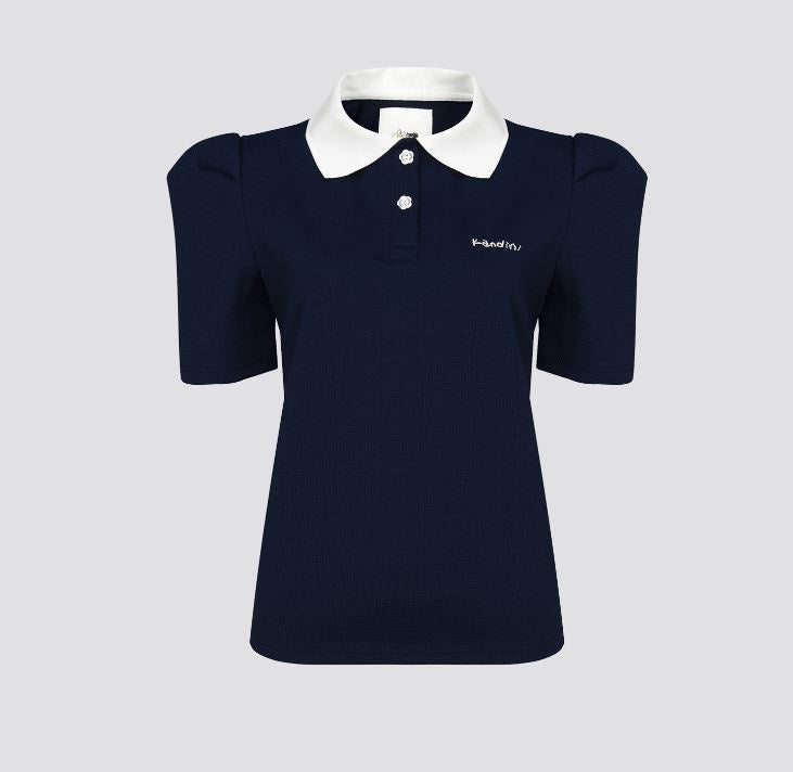 Navy Polo shirts with Puff short sleeve