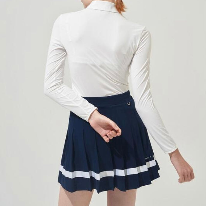 Navy Color line Plests Skirt