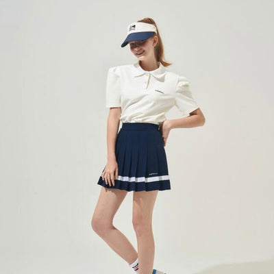 Navy Color line Plests Skirt