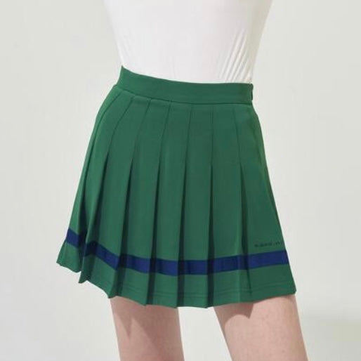 Green Color line Plests Skirt