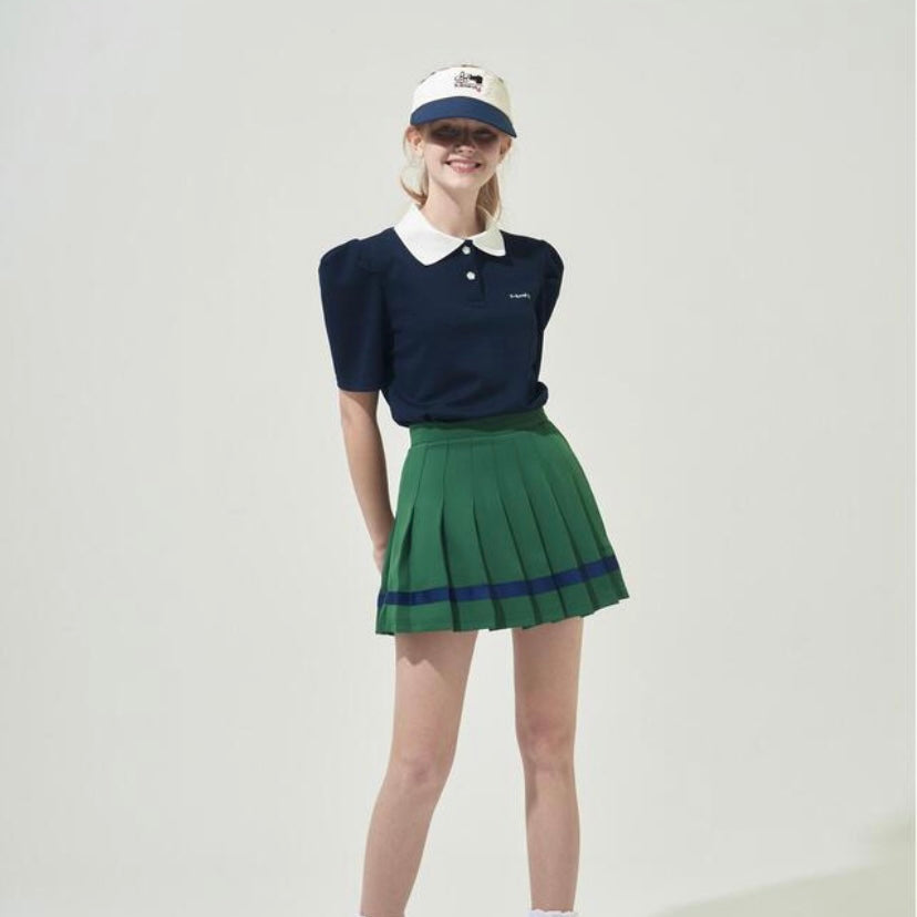 Green Color line Plests Skirt