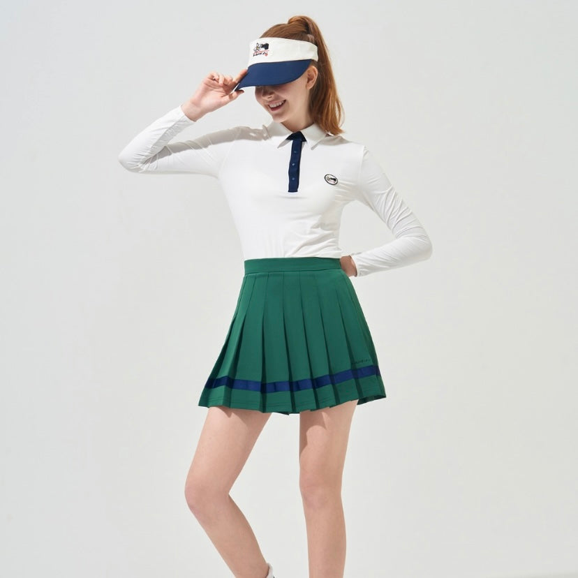 Green Color line Plests Skirt