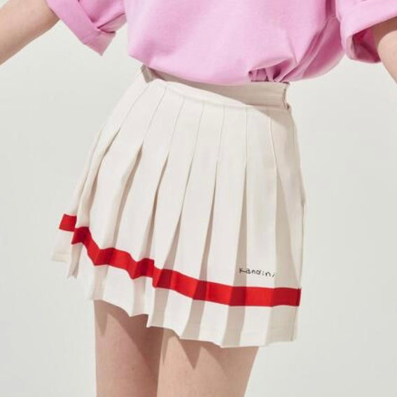 Cream Color line Plests Skirt