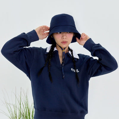 Navy Unbalanced String Bucket Hat