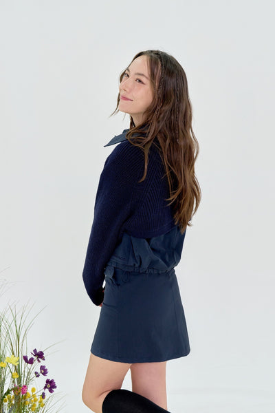 Navy Utility Skirt With Inner Pants