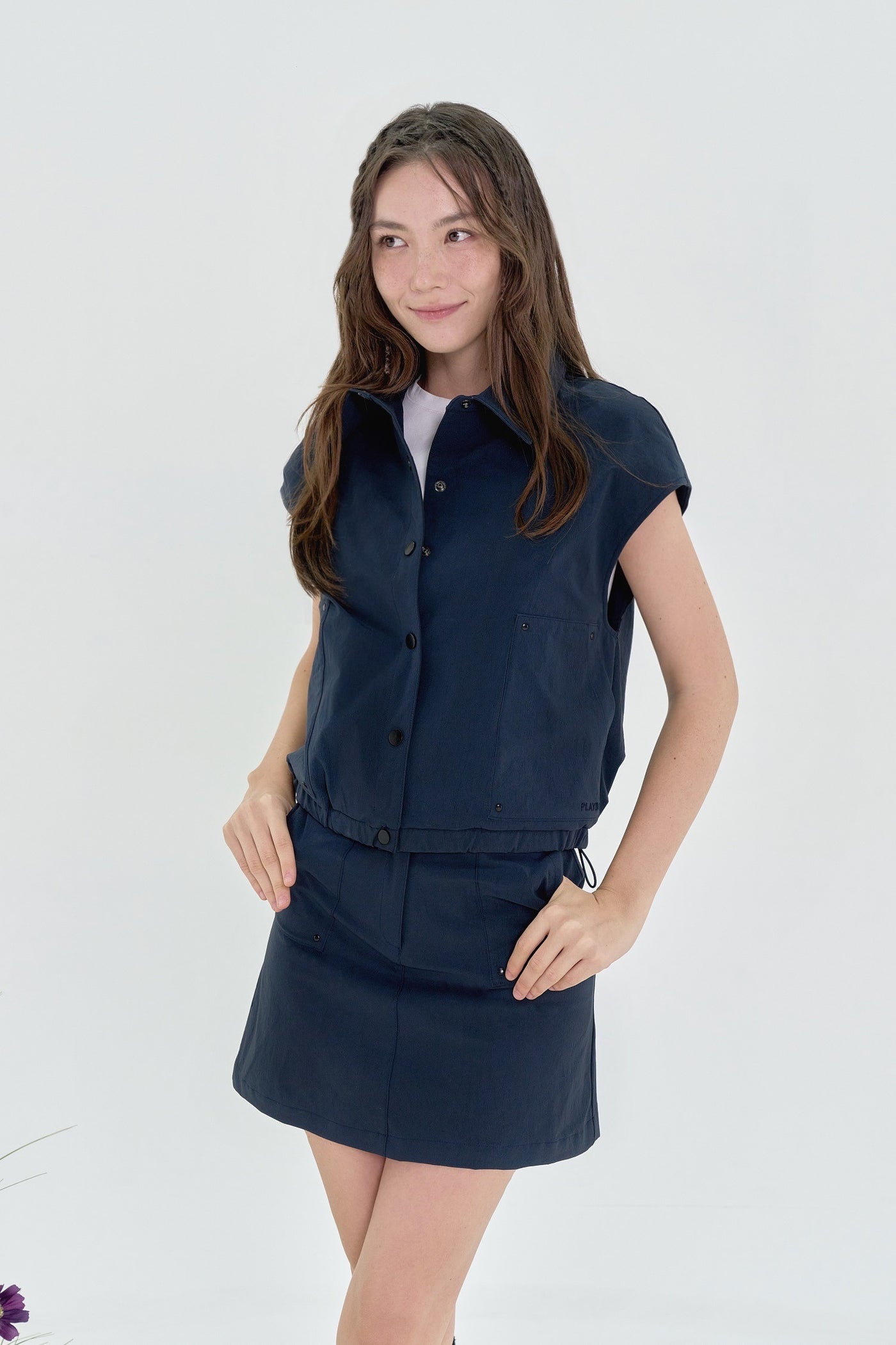 Navy Utility Skirt With Inner Pants