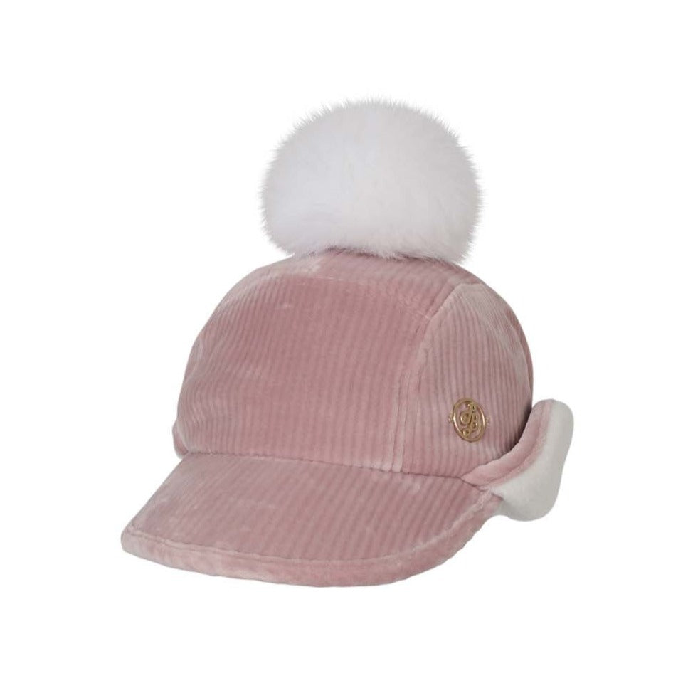 Pink Fluffy Pompom Earflap Cap