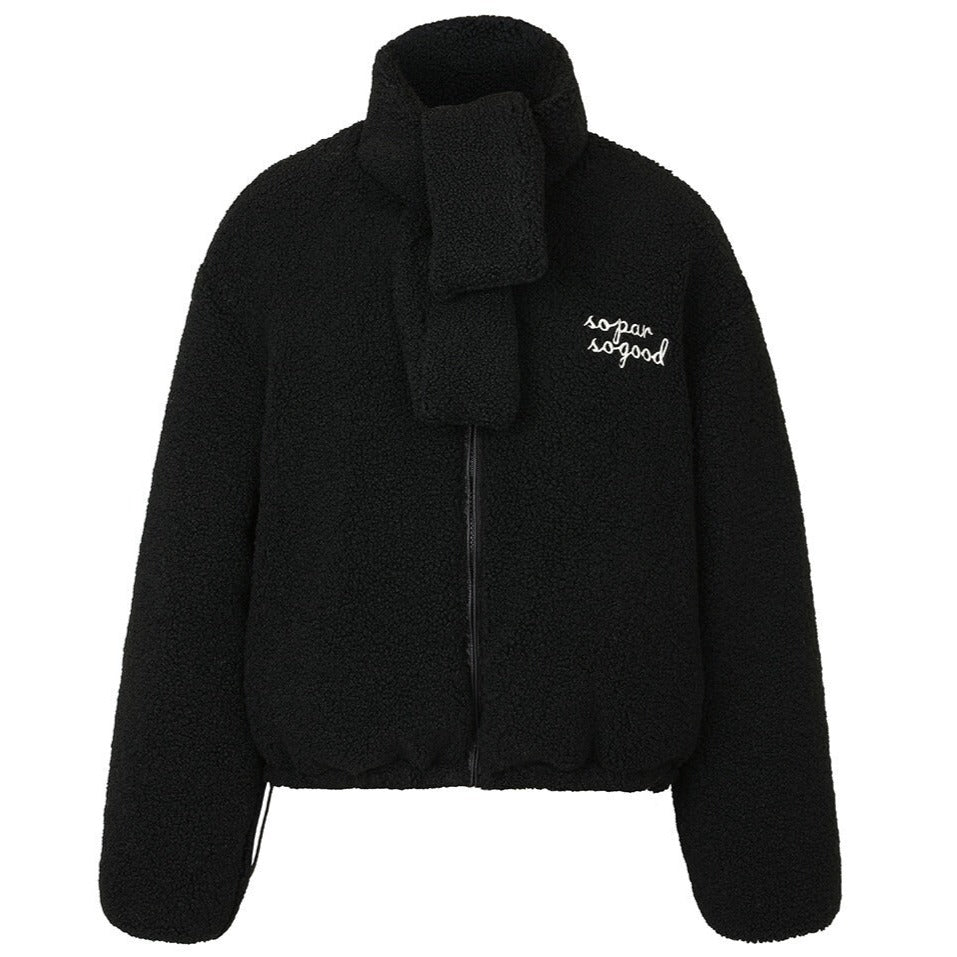 Black Reversible Duck Down Sherpa Puffer Jacket