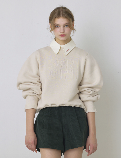 Beige, Embossed-logo SweatShirt