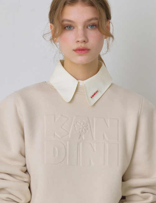 Beige, Embossed-logo SweatShirt