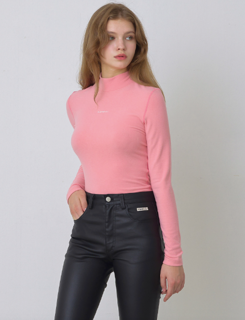 Pink, Warm High-neck T-Shirt