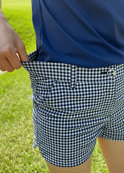 Checkered Elastic Waist Stretchy Shorts