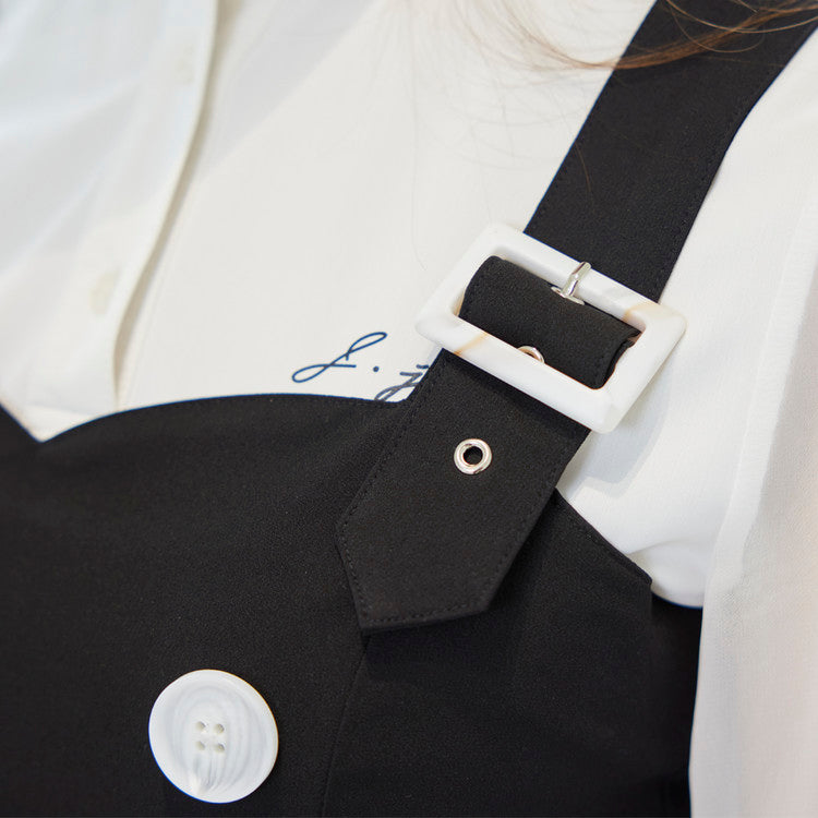 blue dress for baby girl Black Pleats Suspenders Dress – KOODSHOT