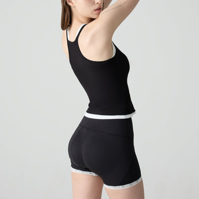 Black Length 3 Original Lace Hip-up Leggings