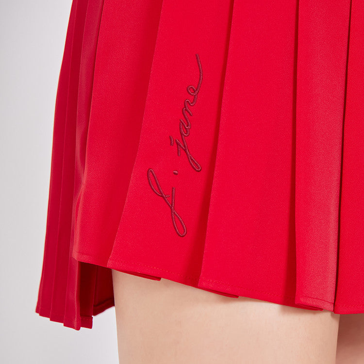 Rose Red Unbalancde Two-tone Pleats Skirt – KOODSHOT