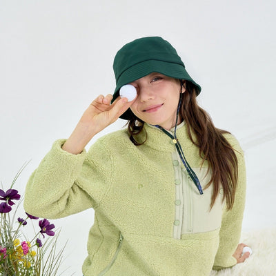 Green Unbalanced String Bucket Hat