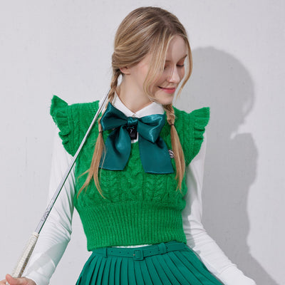 Green Frill Knit Vest