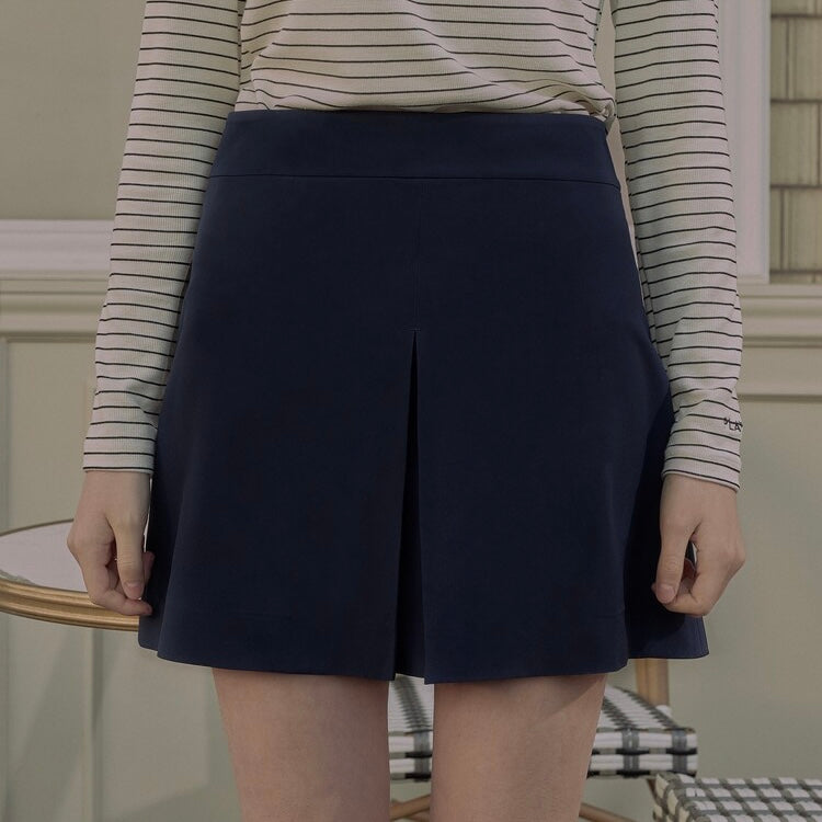 Navy Single Pleated Skirt W/INNER Pants