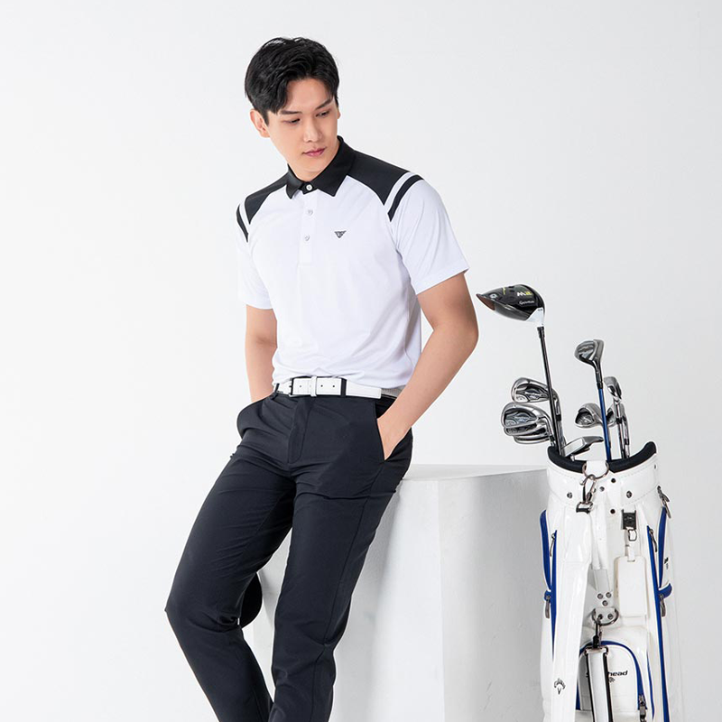 Men Golf Wear Short Sleeve Collar Top Shirt