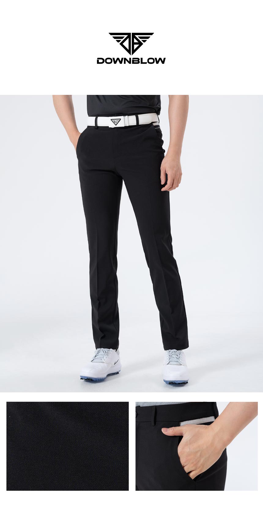 Men Golf Wear Black Point Banding Pants