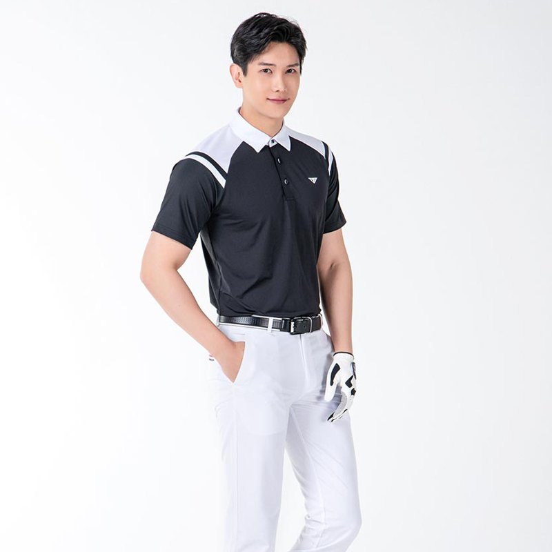 Men Golf Wear Short Sleeve Collar Top Shirt