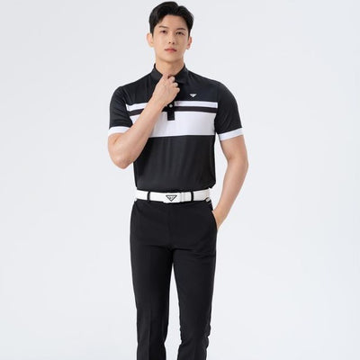 Men Golf Wear Black Point Banding Pants