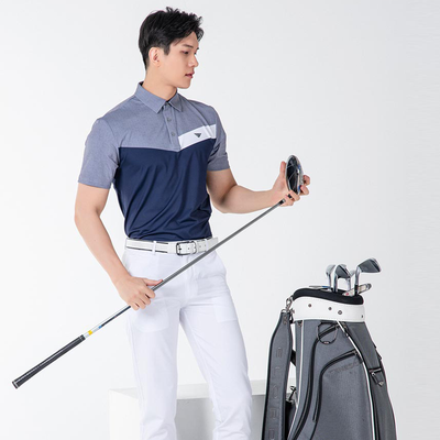 Men Golf Wear Short Sleeve Top Shirt V-shaped Design