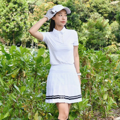 White Tape Pleats Field Skirt