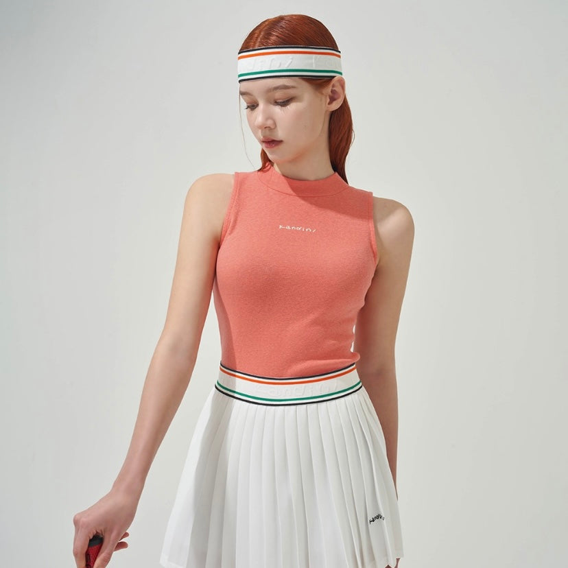 Coral Half-neck Sleeveless Shirts