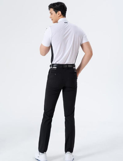 Men Golf Wear White Point Mesh Collar Top Shirt