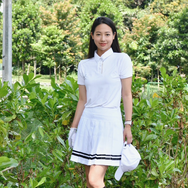 White Tape Pleats Field Skirt