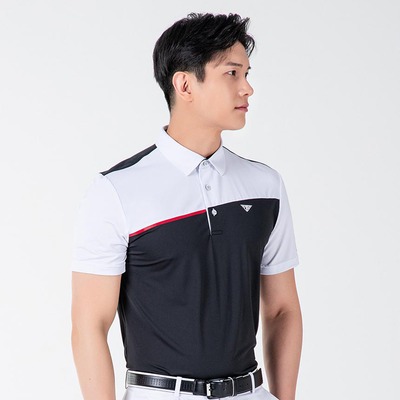 Men Golf Wear Short Sleeve Top Shirt Diagonal Design