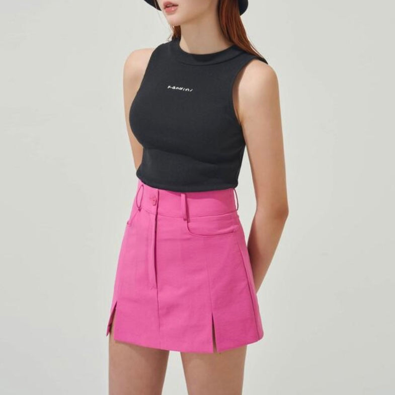 Pink Slit Mini Skirt