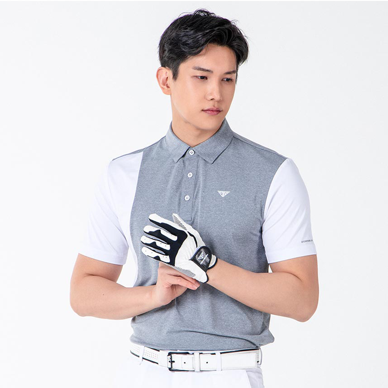 Men Golf Wear White Point Mesh Collar Top Shirt – KOODSHOT