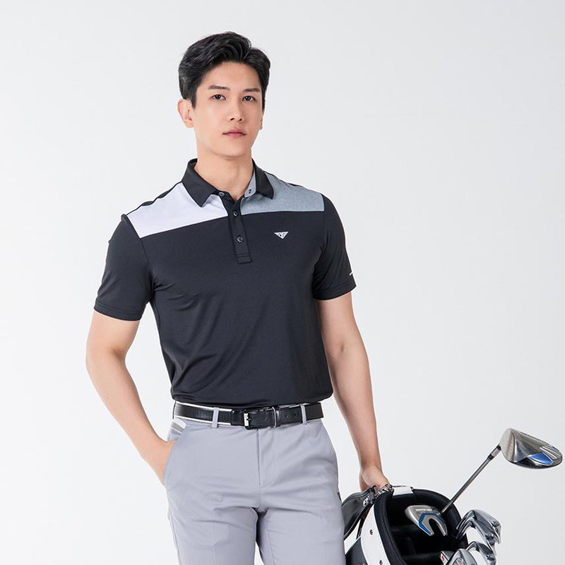 Men Golf Wear Short Sleeve Color Basic Top Shirt