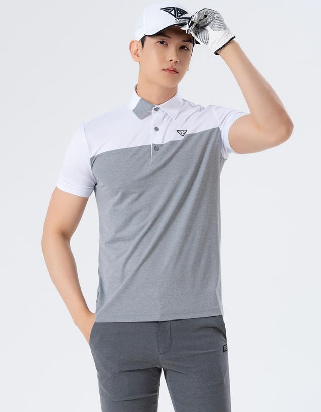 Men Golf Wear White Point Mesh Collar Top Shirt – KOODSHOT