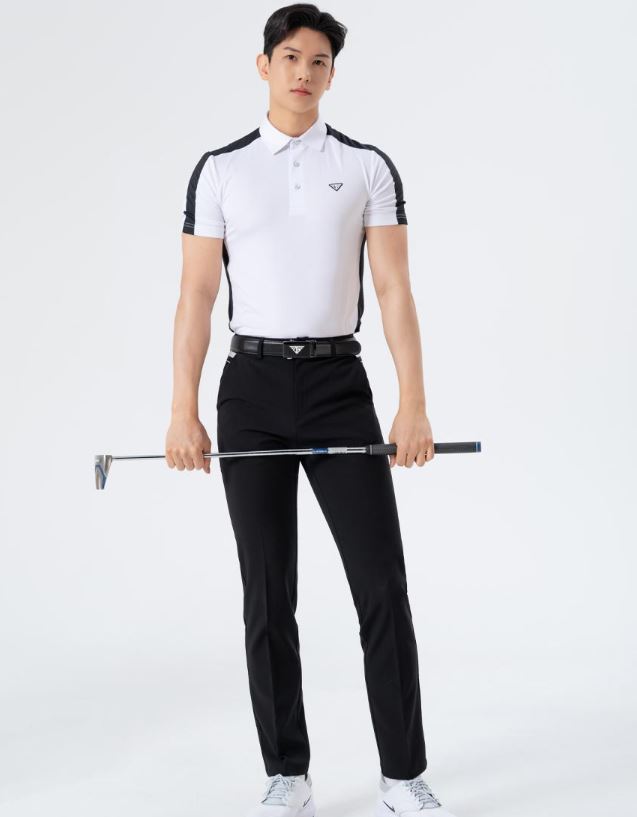 Men Golf Wear White Point Mesh Collar Top Shirt – KOODSHOT