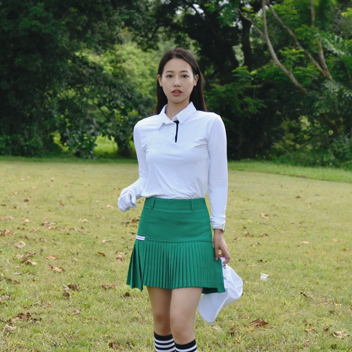 Green Ellin Pleated Skirt