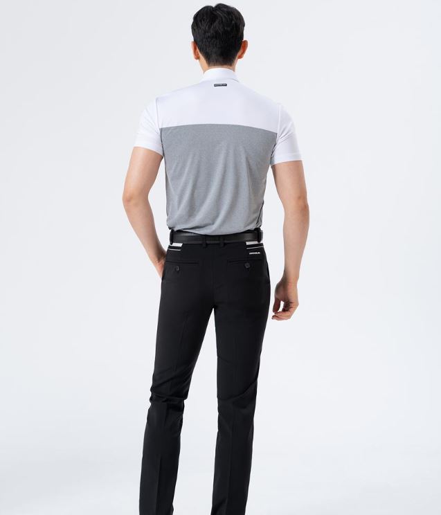 Men Golf Wear Black Point Banding Pants