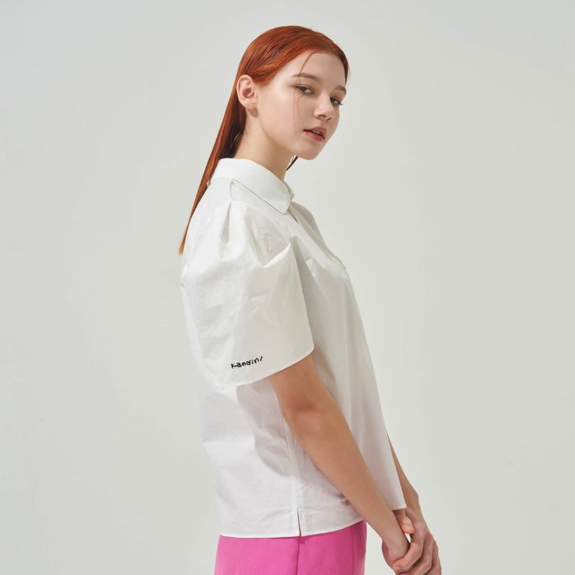 Ivory Polo shirts with Balloon Puff sleeve