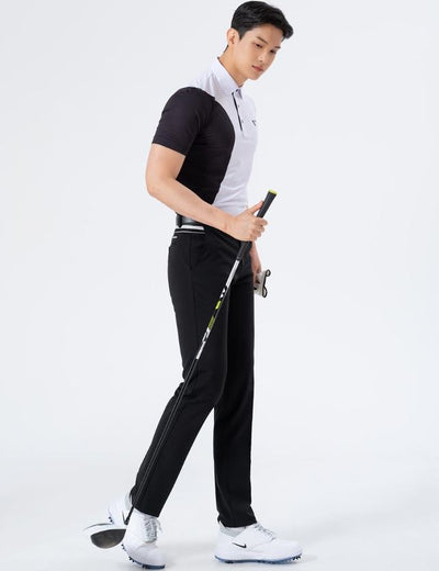 Men Golf Wear Black Point Banding Pants