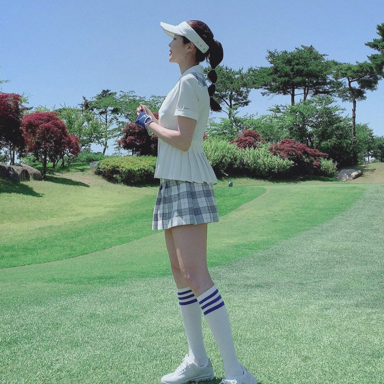 Blue Summer Check Skirt