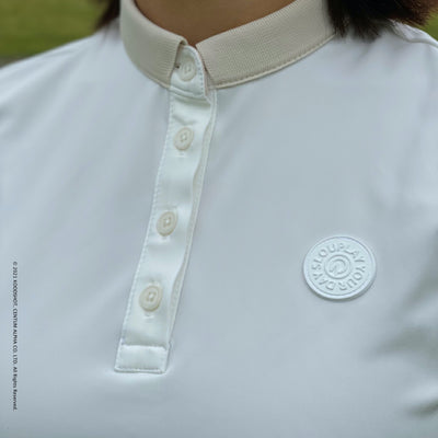 Ivory China Collar 4 Button Short-Sleeved Shirt